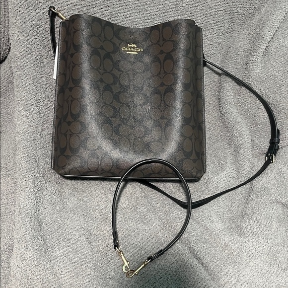 Coach Brown and Red Signature Bucket Bag - Picture 2 of 5